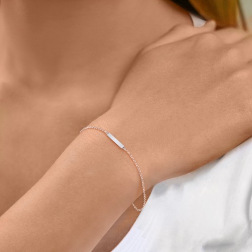 Engravable Thin Bar Bracelet – 18K Gold Plated Silver