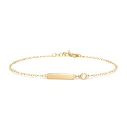 Engravable Bar Bracelet with Bezel Set Stone