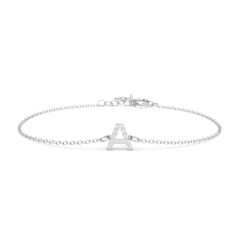 Pavé Initial Bracelet - A – 18K Gold Plated Silver with White Premium Zirconia