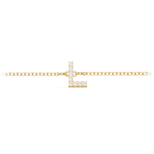 Pavé Initial Bracelet - L – 18K Gold Plated Silver with White Premium Zirconia