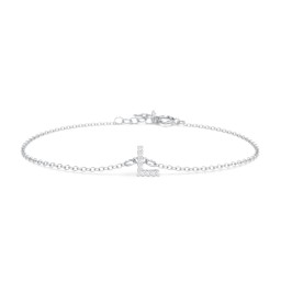 Pavé Initial Bracelet - L in 925 Sterling Silver with White Premium Zirconia