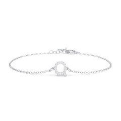 Pavé Initial Bracelet - Q – 18K Gold Plated Silver with White Premium Zirconia
