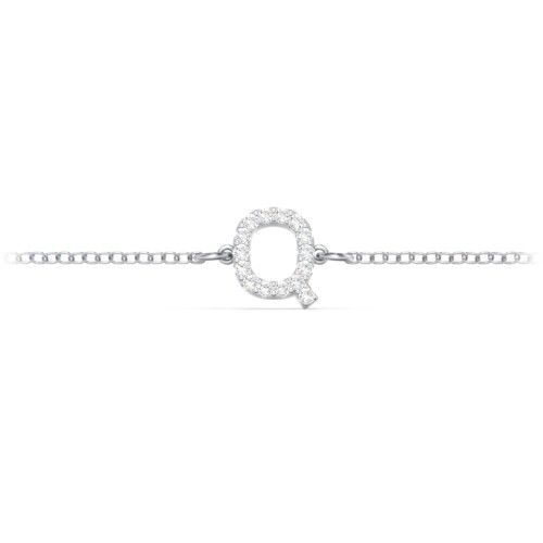 Pavé Initial Bracelet - Q – Sterling Silver with White Premium Zirconia