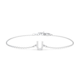 Pavé Initial Bracelet - U in 925 Sterling Silver with White Premium Zirconia