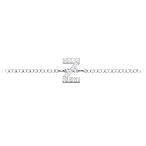 Pavé Initial Bracelet - Z – Sterling Silver with White Premium Zirconia