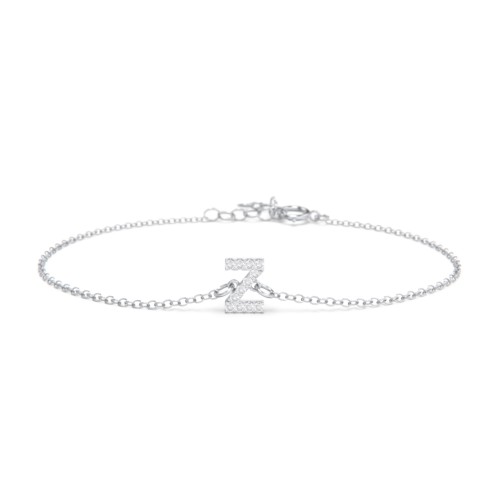 Pavé Initial Bracelet - Z – Sterling Silver with White Premium Zirconia