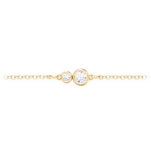 Generations 2-Stone Bezel Set Mother's Bracelet – 18K Gold Plated Silver with Diamond