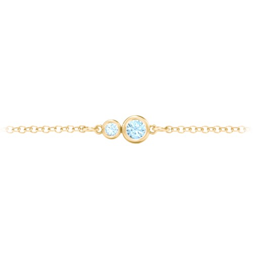 Generations 2-Stone Bezel Set Mother's Bracelet – 18K Gold Plated Silver with Blue Topaz