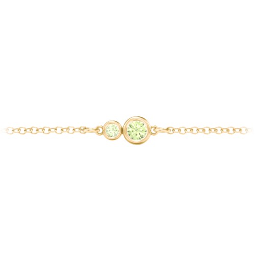 Generations 2-Stone Bezel Set Mother's Bracelet – 18K Gold Plated Silver with Peridot