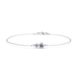 Generations 2-Stone Bezel Set Mother's Bracelet in 925 Sterling Silver with Alexandrite
