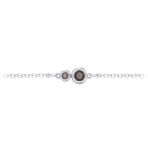 Generations 2-Stone Bezel Set Mother's Bracelet – Sterling Silver with Smokey Quartz
