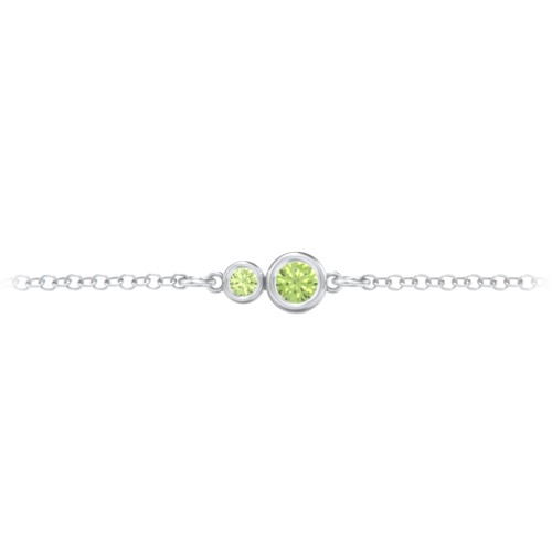 Generations 2-Stone Bezel Set Mother's Bracelet – Sterling Silver with Peridot