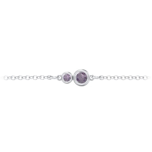 Generations 2-Stone Bezel Set Mother's Bracelet – Sterling Silver with Alexandrite