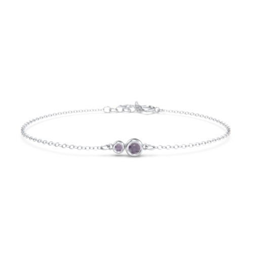 Generations 2-Stone Bezel Set Mother's Bracelet – Sterling Silver with Alexandrite