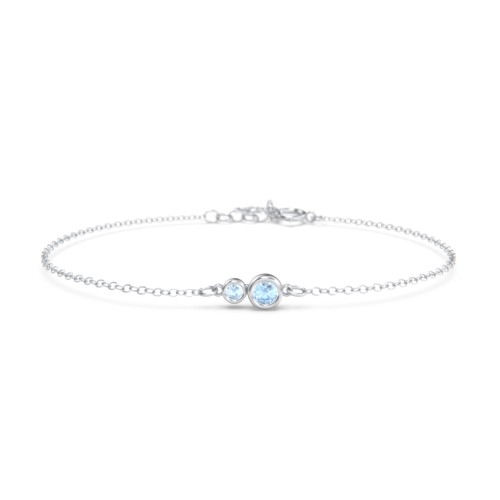 Generations 2-Stone Bezel Set Mother's Bracelet – Sterling Silver with Blue Topaz