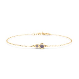 Generations 2-Stone Bezel Set Mother's Bracelet in 9K Solid Yellow Gold with Alexandrite