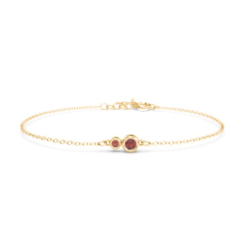 Generations 2-Stone Bezel Set Mother's Bracelet – 9kt Yellow Gold with Garnet