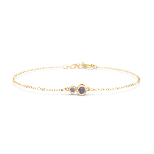 Generations 2-Stone Bezel Set Mother's Bracelet – 9kt Yellow Gold with Alexandrite