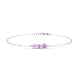 Generations 3-Stone Bezel Set Mother's Bracelet in 925 Sterling Silver with Amethyst