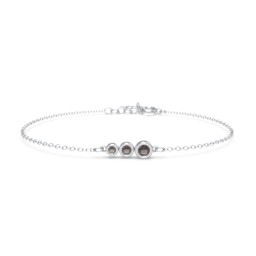 Generations 3-Stone Bezel Set Mother's Bracelet in 925 Sterling Silver with Smokey Quartz
