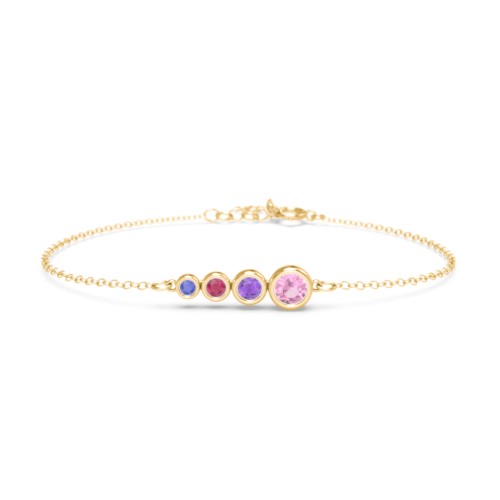 Generations 4-Stone Bezel Set Mother's Bracelet – 9kt Yellow Gold with Pink Tourmaline, Amethyst, Ruby, and Blue Sapphire