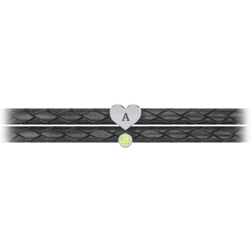 Engravable Sterling Silver Heart & Gemstone Leather Bracelet