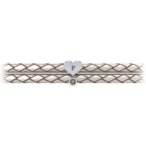 Engravable Sterling Silver Heart & Gemstone Leather Bracelet – Sterling Silver with Smokey Quartz