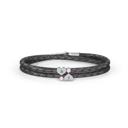 Engravable Sterling Silver Heart & Gemstone Leather Bracelet - 2