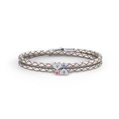 Engravable Sterling Silver Heart & Gemstone Leather Bracelet - 2 – Sterling Silver with Citrine