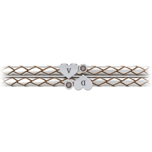 Engravable Sterling Silver Heart & Gemstone Leather Bracelet - 2 – Sterling Silver with Smokey Quartz