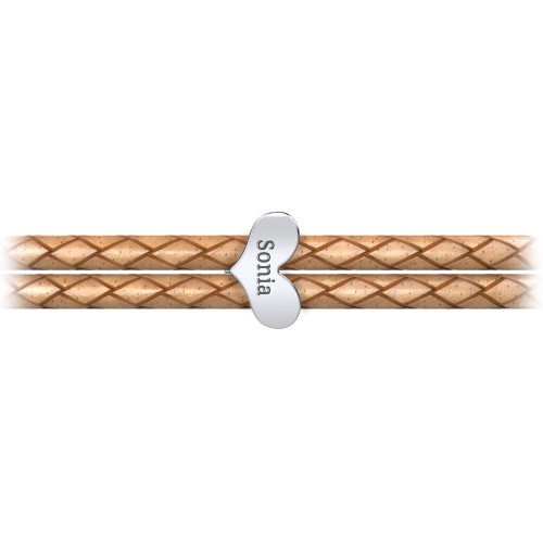 Engravable Sterling Silver Heart Leather Bracelet