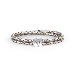 Engravable Sterling Silver Heart Leather Bracelet - 2