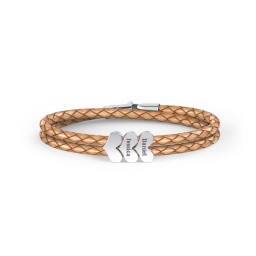 Engravable Sterling Silver Heart Leather Bracelet - 3