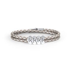 Engravable Sterling Silver Heart Leather Bracelet - 4