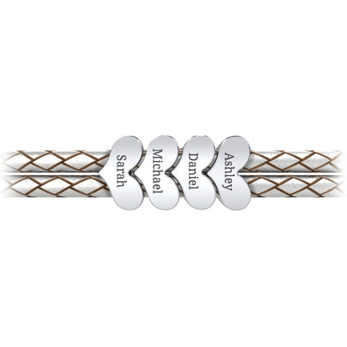 Engravable Sterling Silver Heart Leather Bracelet - 4