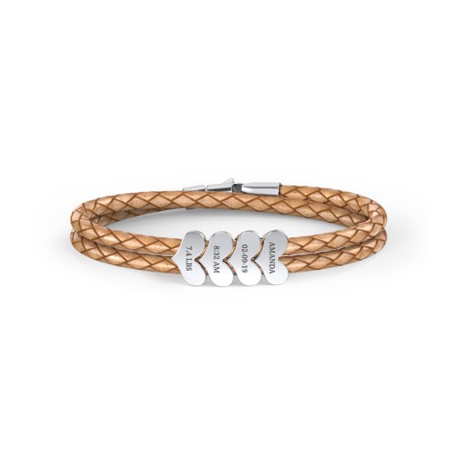Engravable Sterling Silver Heart Leather Bracelet - 4