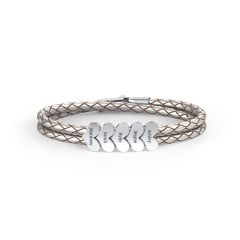 Engravable Sterling Silver Heart Leather Bracelet - 5