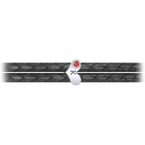 Engravable Sterling Silver Gemstone Heart Leather Bracelet