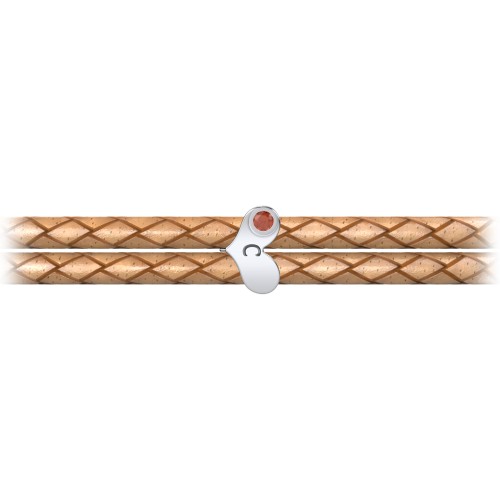 Engravable Sterling Silver Gemstone Heart Leather Bracelet – Sterling Silver with Garnet