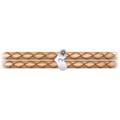 Engravable Sterling Silver Gemstone Heart Leather Bracelet – Sterling Silver with Smokey Quartz