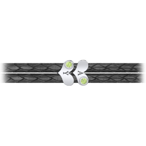 Engravable Sterling Silver Gemstone Heart Leather Bracelet - 2