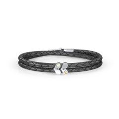 Engravable Sterling Silver Gemstone Heart Leather Bracelet - 2 – Sterling Silver with Citrine and Peridot