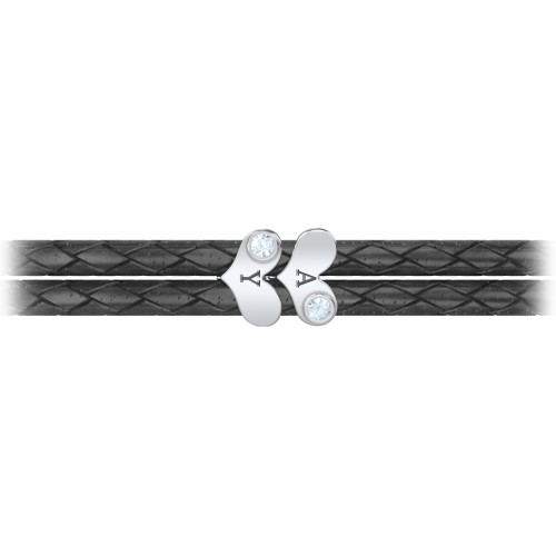 Engravable Sterling Silver Gemstone Heart Leather Bracelet - 2 – Sterling Silver with Aquamarine