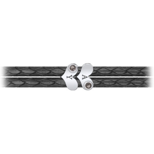 Engravable Sterling Silver Gemstone Heart Leather Bracelet - 2 – Sterling Silver with Smokey Quartz