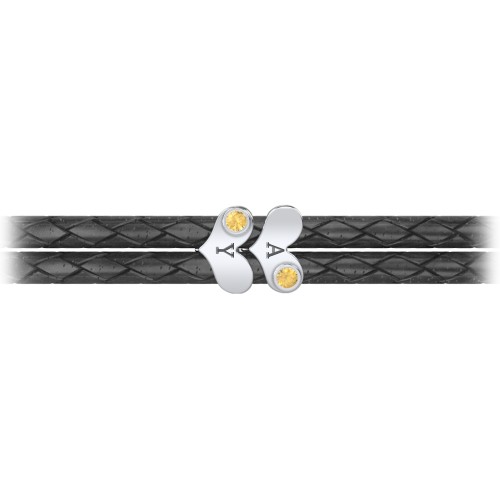Engravable Sterling Silver Gemstone Heart Leather Bracelet - 2 – Sterling Silver with Citrine