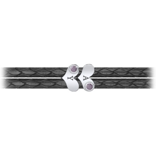 Engravable Sterling Silver Gemstone Heart Leather Bracelet - 2 – Sterling Silver with Alexandrite