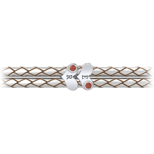 Engravable Sterling Silver Gemstone Heart Leather Bracelet - 2 – Sterling Silver with Garnet