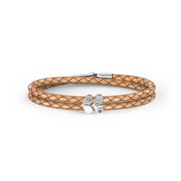 Engravable Sterling Silver Gemstone Heart Leather Bracelet - 2 in 925 Sterling Silver with Alexandrite