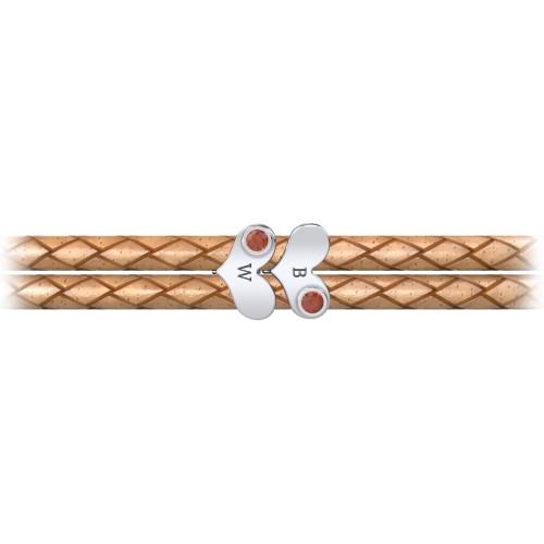 Engravable Sterling Silver Gemstone Heart Leather Bracelet - 2 – Sterling Silver with Garnet