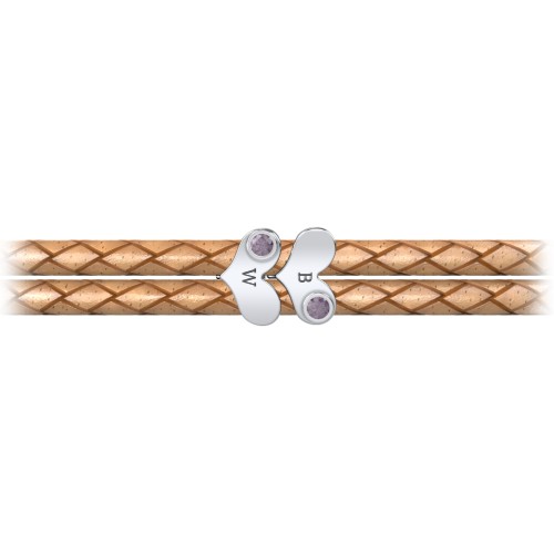 Engravable Sterling Silver Gemstone Heart Leather Bracelet - 2 – Sterling Silver with Alexandrite